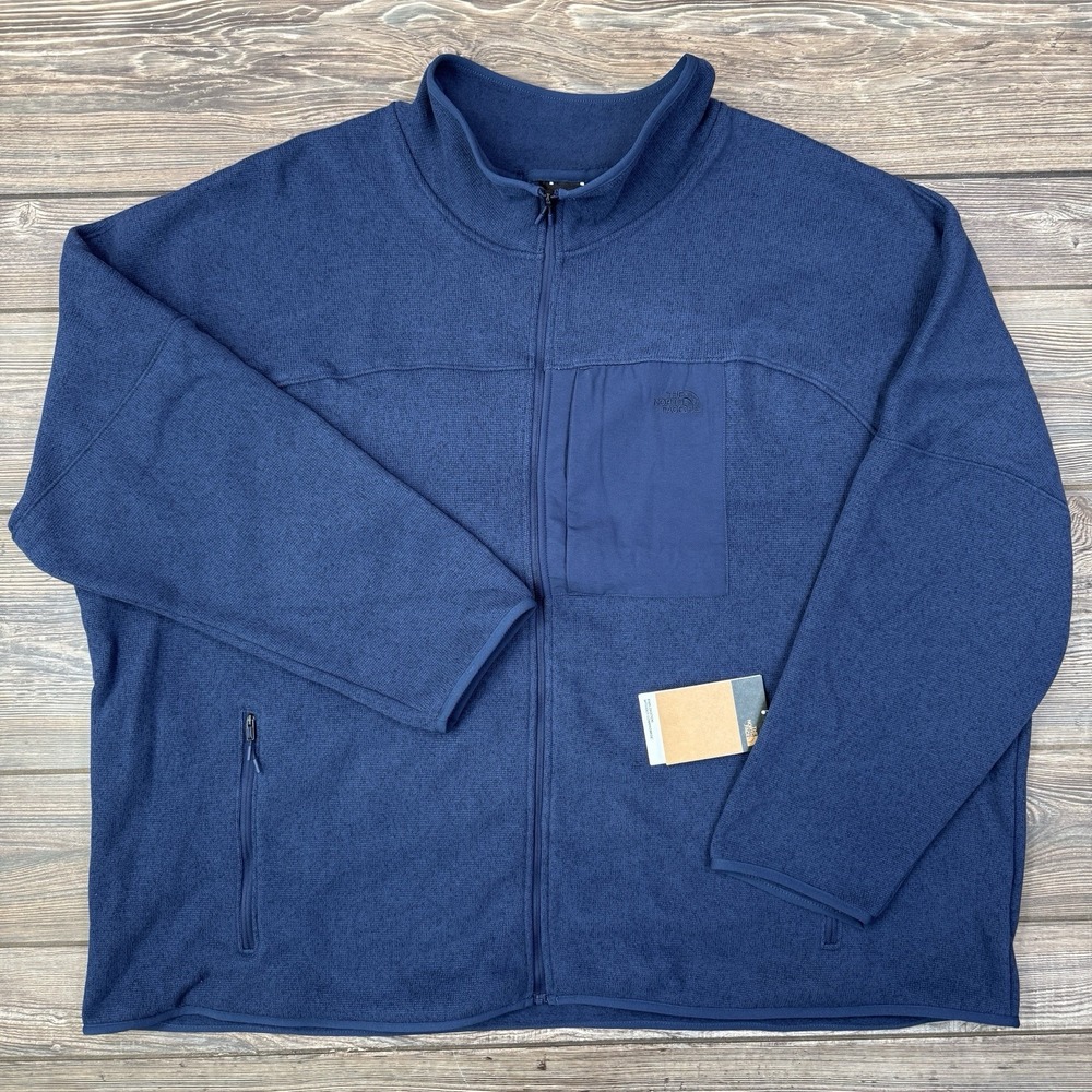 North Face Mens Front Range Full Zip Fleece Jacket Navy Heather Size 5XL NEW